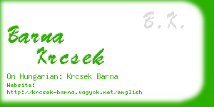 barna krcsek business card